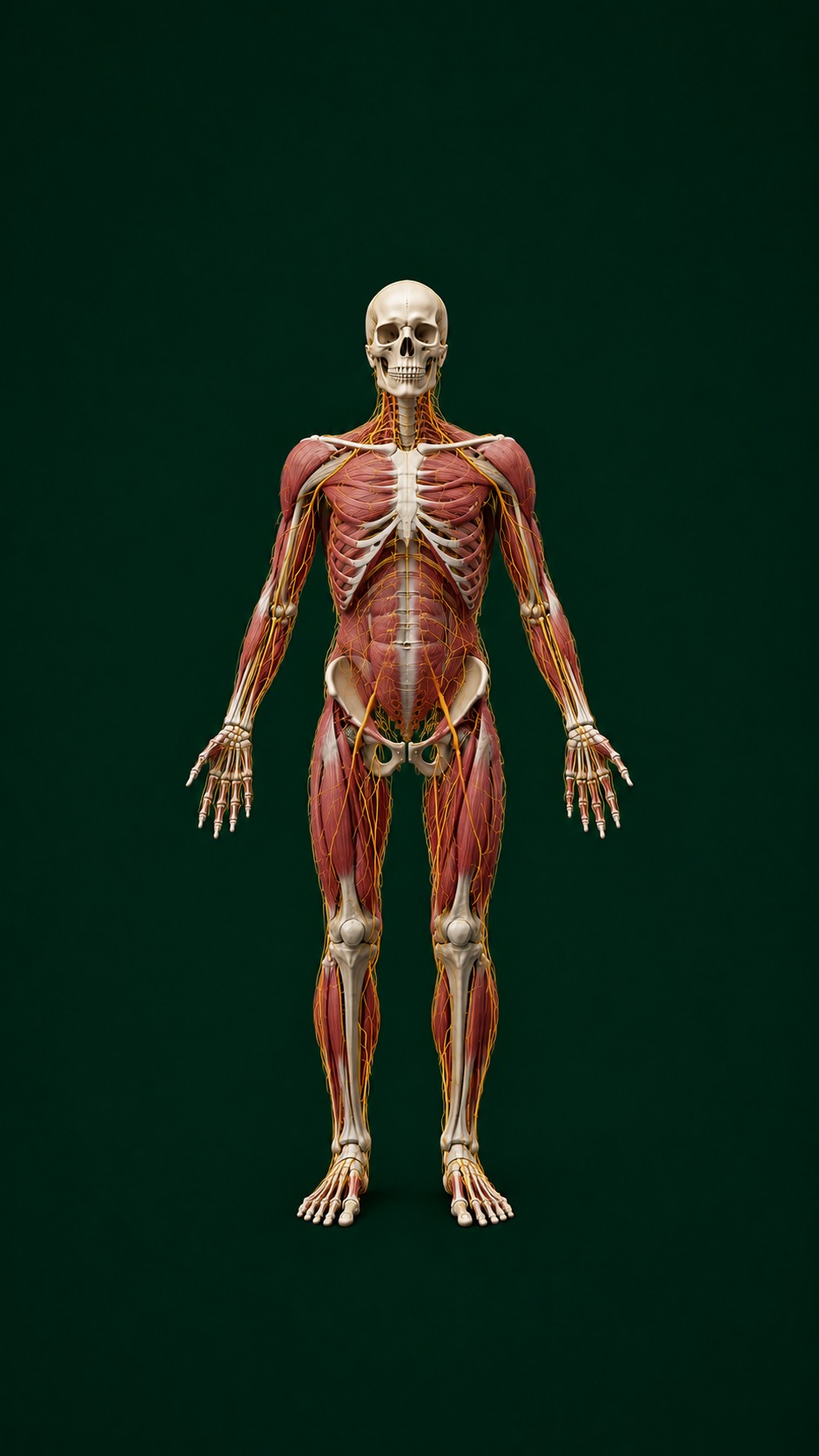 Anatomie avec musculature avancée et structures profondes visibles